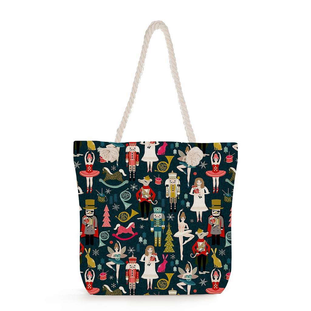 Ballet Print Thick Rope Single-shoulder Beach Bag 7246 CLE