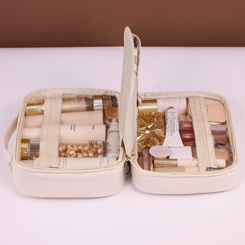 Luxury Double Layer Cosmetic Bag Large Capacity Portable Toiletry Bag Bathroom