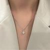 Exquisite Simple Shiny Zircon Pendant Necklace for Women Temperament Silver Color Stainless Steel Crystal Chokers Jewelry Gift