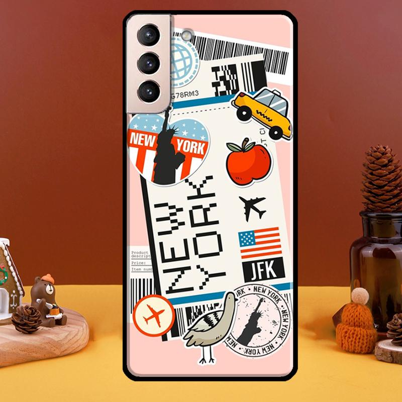 New York TOKYO Traveltickets Phone Case For Samsung Galaxy S20 FE S21 S22 Note 20 Ultra Note 10 S8 S9 S10 Plus Cover