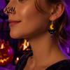 Colorful Patterned Ear Ornaments 1 Pair 2D Acrylic Halloween Dangle Drop Earrings for Women, Fashionable Daily Wear Spooky Ghost Cat Pumpkin Earrings,