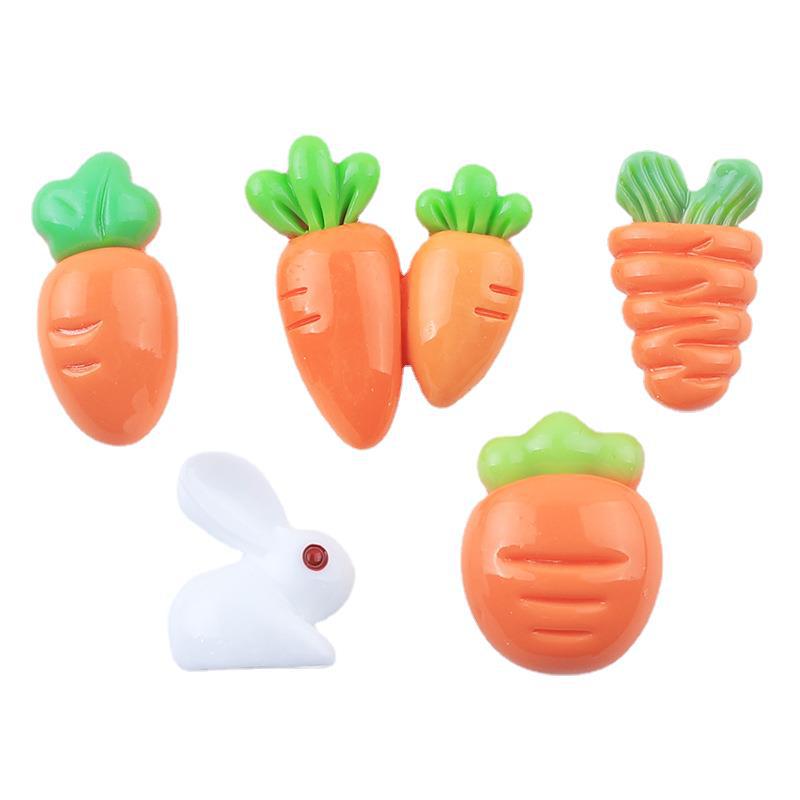 Cute Carrot Rabbit Resin Hair Clips Ornaments DIY Craft Accessories