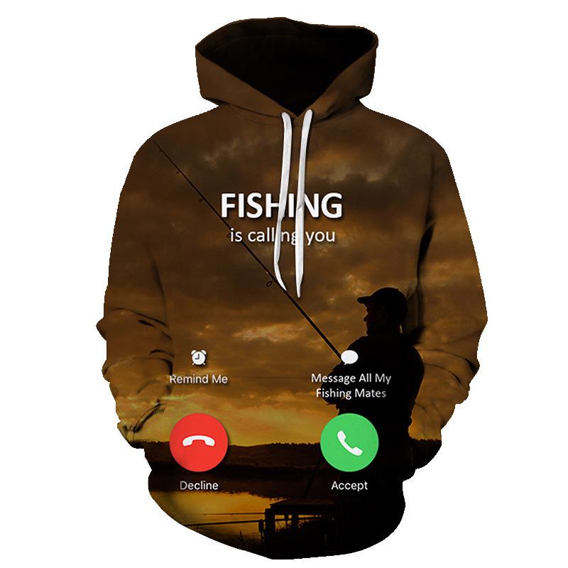 Moletom com capuz de pesca masculino com estampa 3D Moletom engraçado Moletom casual ao ar livre Moletom com capuz de carpa Hip Hop Masculino Moletom com capuz grande