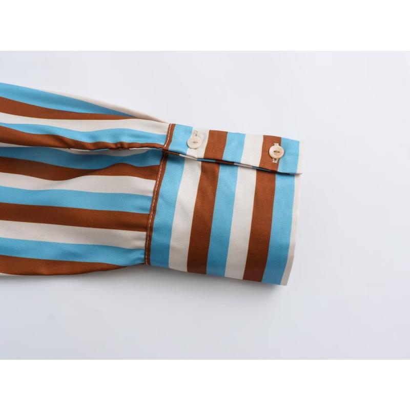 2025 Spring Women's European and American Style Satin Long-Sleeved Fashion Shirt