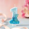 Creative Cartoon Blue Gradient Mermaid Tail Numbers Children's Birthday Candles Cake Party Decorations 1st Birthday