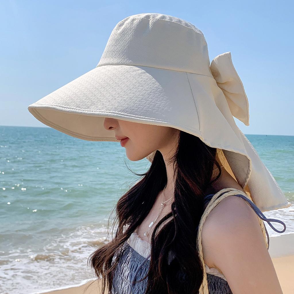 Summer outdoor sun protection sun hat women's big eaves sun protection face protection UV protection bucket hat shawl hat