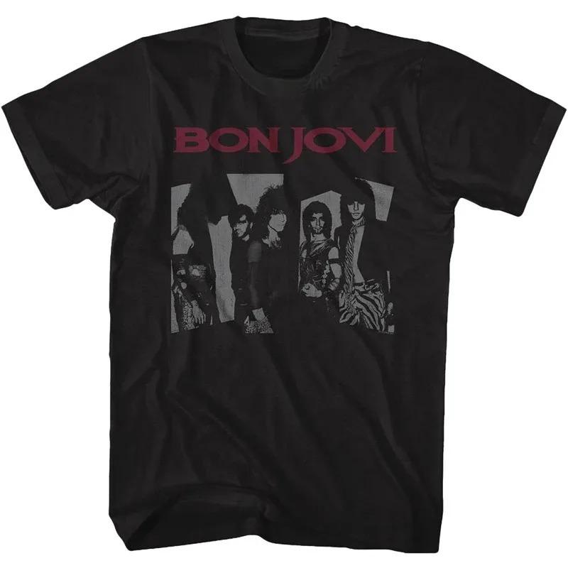 Hot Classic Hard Rock Band Bon Jovi Print TShirt Unisex Oversized Harajuku Style Cotton New Summer Women And Unisex TShirt