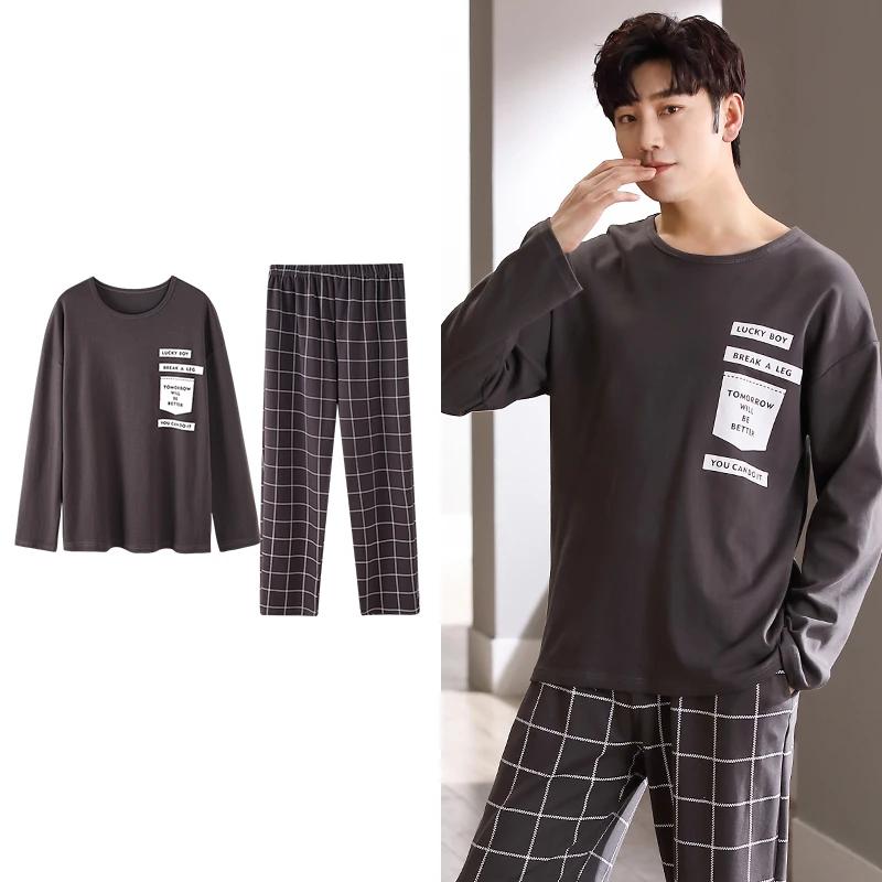 Hjorteutskrift Elegant pyjamassett for mann Høst Vinter Mote Myk bomull Herre Loungewear Komfortabelt nattøy