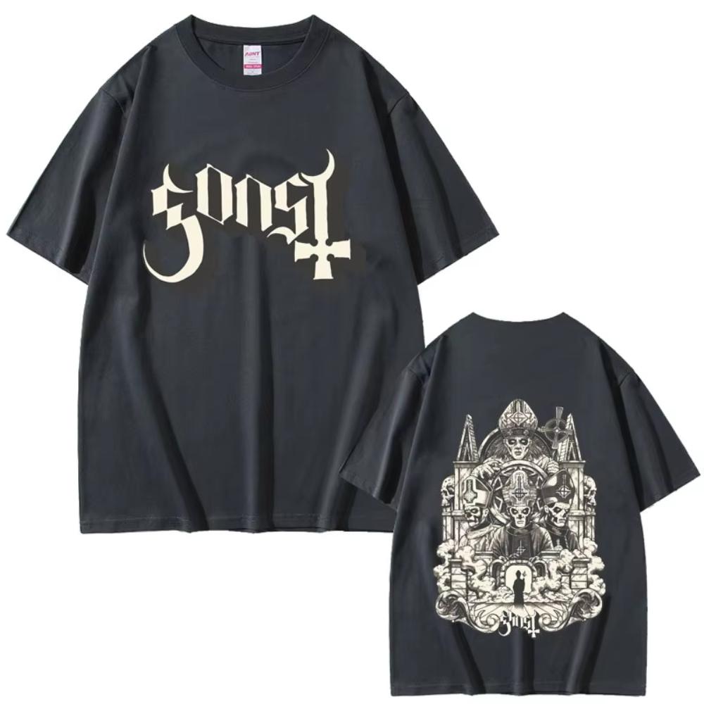 Trička s grafickým potiskem kapely Ghost Pánská Dámská Vintage Gotický Rock Metalová Trička Pánské Ležérní Oversized Tričko Pánské 90s Streetwear