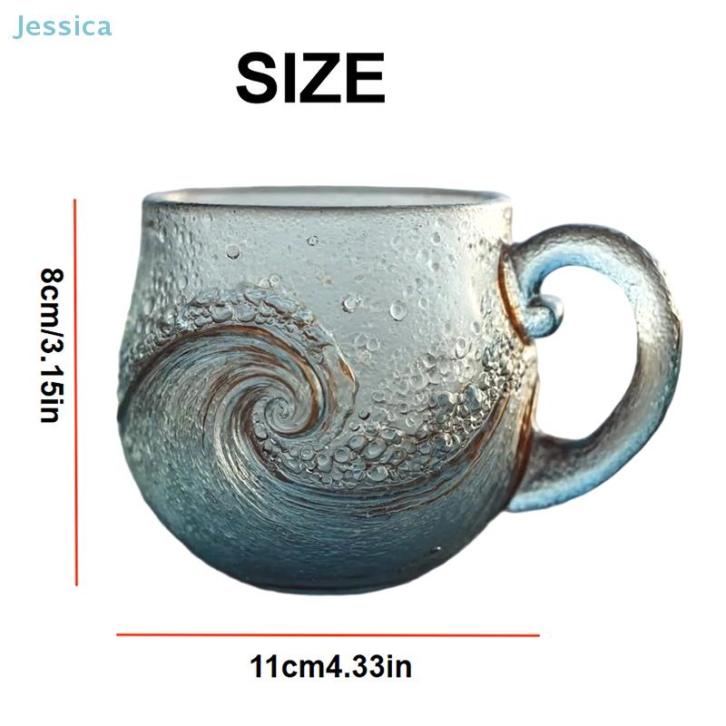 Glas Wellenbecher Einzigartig strukturiert Strandliebhaber Thema Tasse 12OZ