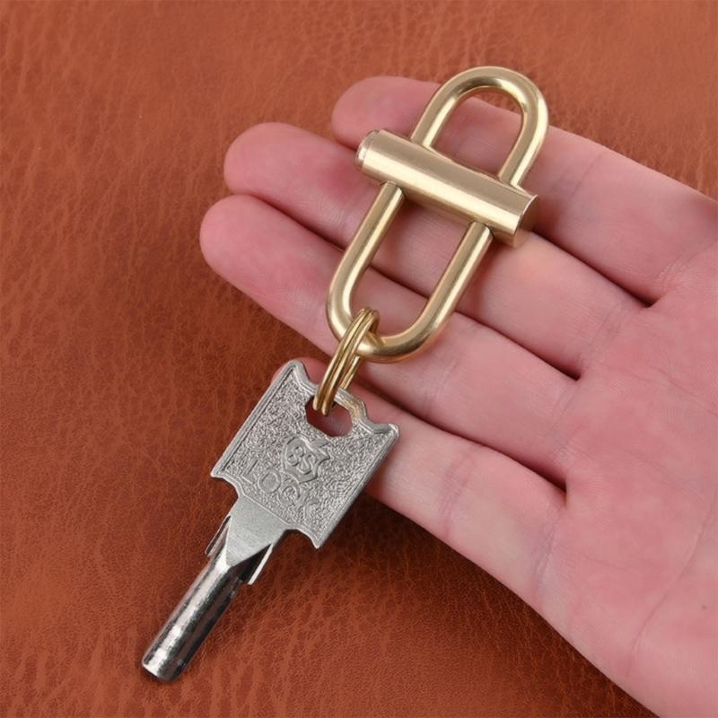 Brass Lock Keychain Quick Opening Metal Chain Buckle Length Shorten Clip Small Ovals Slide Locking Snap Lock Clip Buckle