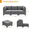 YODOLLA 225cm L-Shaped Corner Sofa, 3-4 Seater Sectional with Footstool for Living Room, Grey