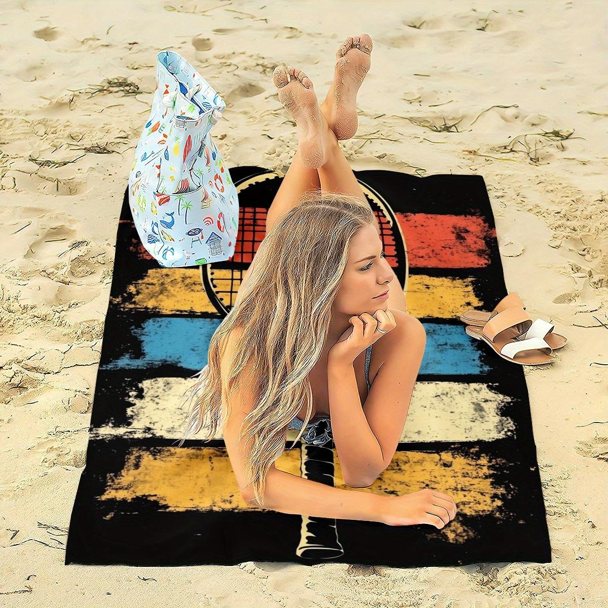 Jmg Household Supplies Tennis Racket Print Extra Large Beach Towel Microfiber Quick Dry Sand Free For Pool Yoga Travel