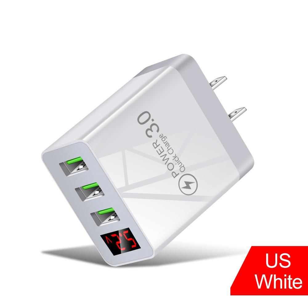 3-Port USB Digital Display Mobile Charger - Multi-USB Smart Travel Charger