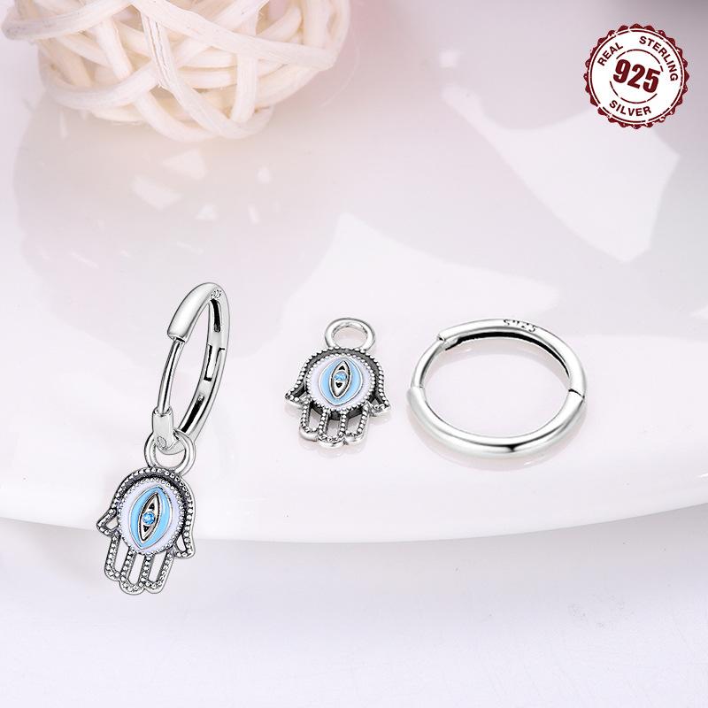 Earrings S9 Sterling Silver Premium Demon'S Eye Oil Drop Earrings