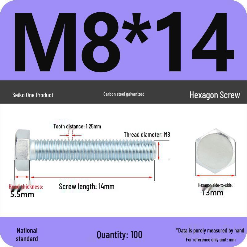 8.8 Grade Galvanized Hex Head Bolt, High-Strength M4-M30