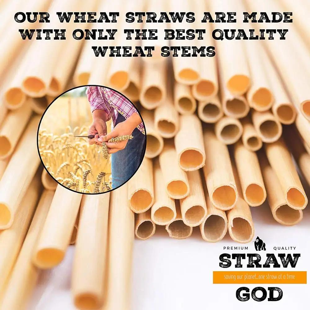 100pcs 20cm Disposable Wheat Straw Eco-Friendly Natural Wheat Drinking Straws Portable Environmentally Straws Bar Accessory