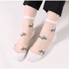 Summer New Style Thin Women's Socks Breathable Ice Silk Flower Crystal Stockings Short Sweat-absorbent Non-slip Cotton Socks Bottom Tube Socks