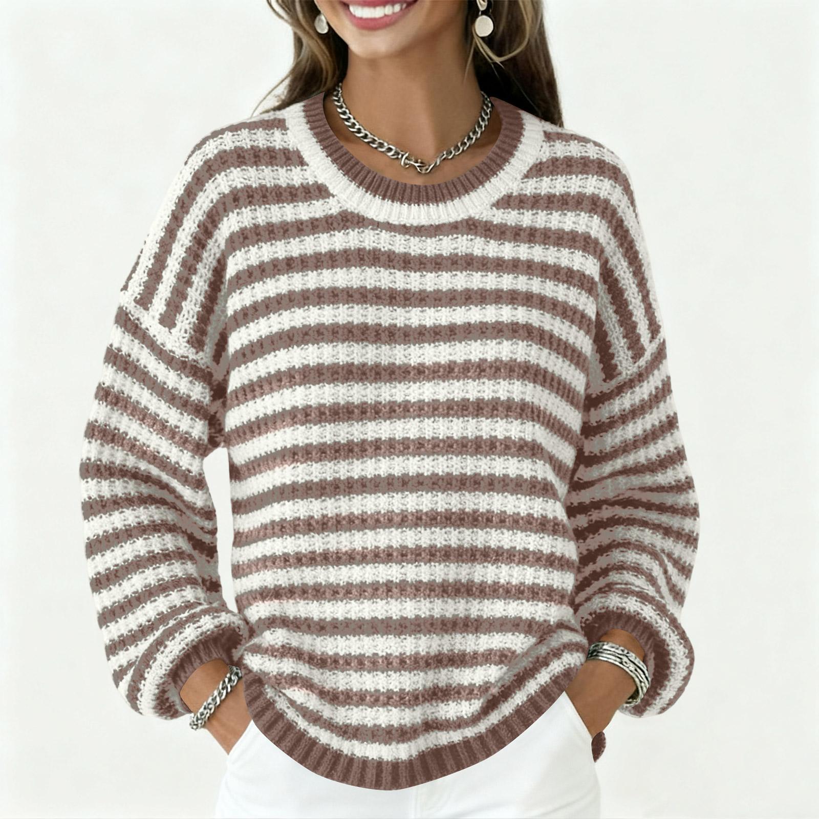 

Жіночий повсякденний та модний в язаний топ-светр з довгим рукавом XL хакі