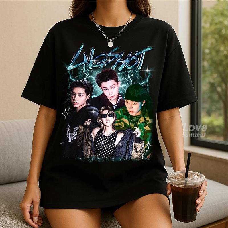 Retro Lngshot Kpop T-shirt Shirt Moonwalkin Shirt Backseat Shirt Kpop Tee man women unisex short sleeve S