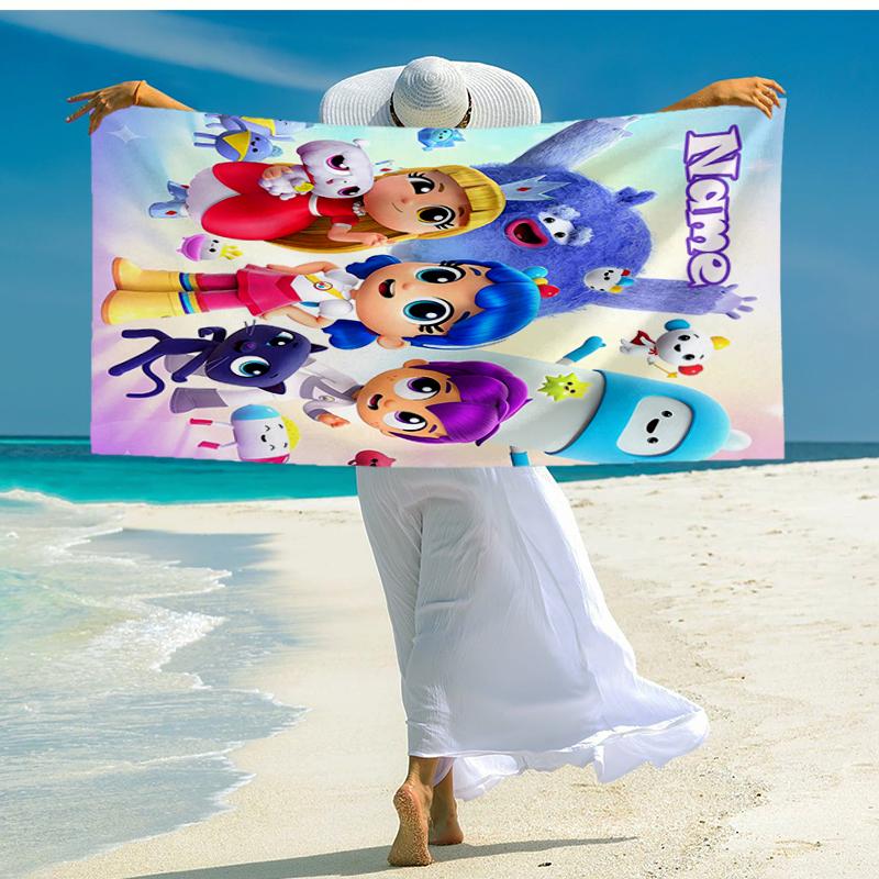 Custom Name Ultra-Soft Beach Towel with True and the Rainbow Kingdom Theme,Ideal for Pool - Camping, Diving - Perfect Travel Essential, Vibrant Beach