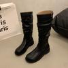 But Knee Long British Knight Boots Retro Western Cowboy Boots Korean Boots Slim Pleated Pile Boots Women