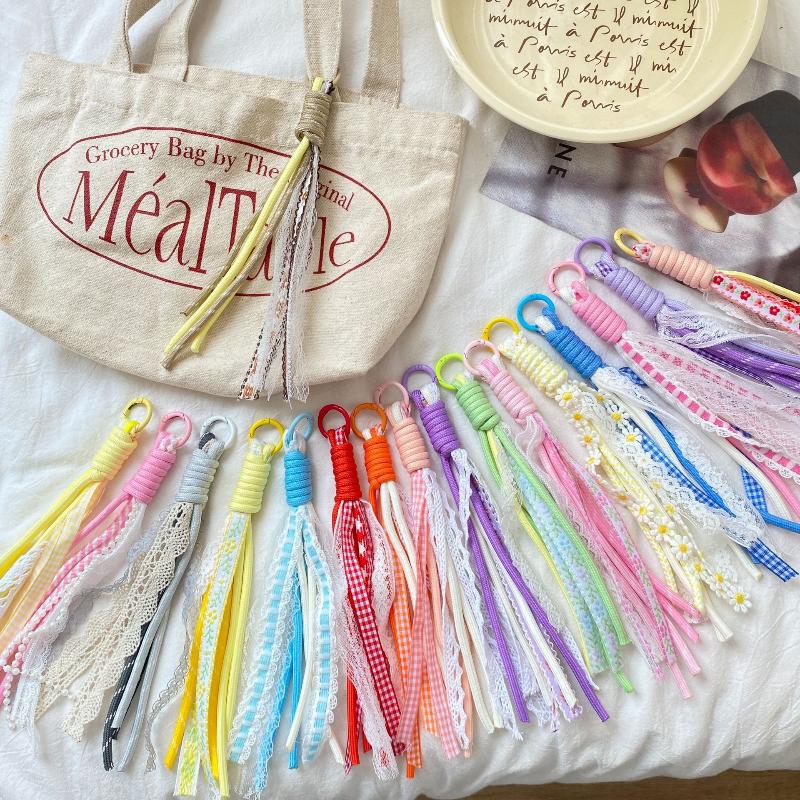 Lace Keychain Braided Rope Charm Pendant Keyring  Simple All-Matching Bag Decoration Jewelry Accessories