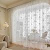 1pc Bohemian Sheer Lace Yarn Curtain Panel with Floral Patterns – Elegant Rod Pocket Window Drapery for Living Room or Bedroom
