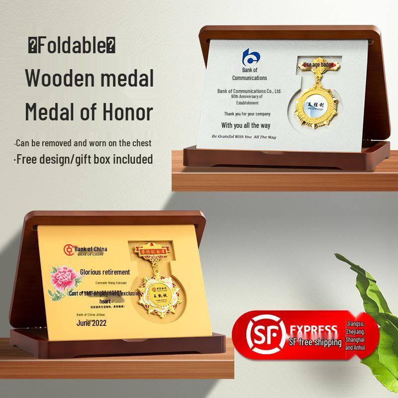 High-End Custom Metal Medals for Retirement, Honor, and Merit Souvenirs 23x18.5 cm