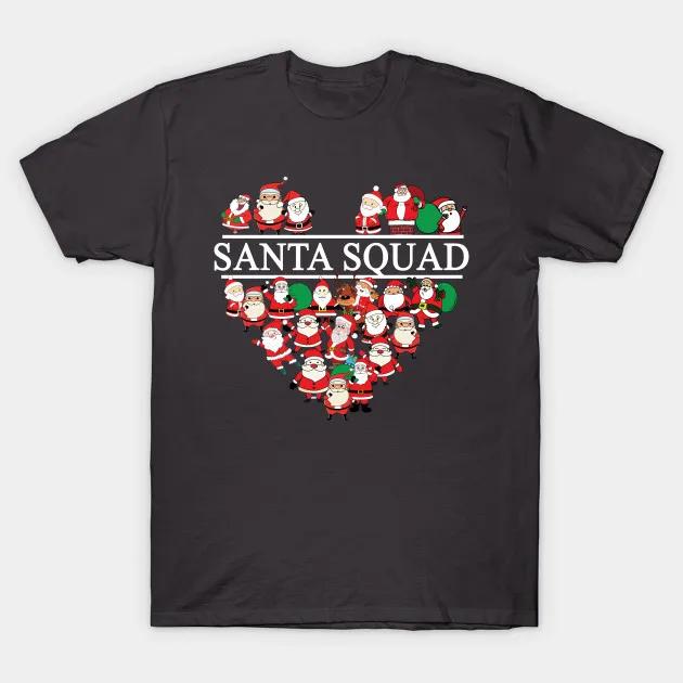 Novel Santa Squad Heart Christmas Gift T Shirt New 100 Cotton Short Sleeve ONeck Tshirt Casual Unisexs Top