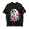 Watercolor Mother And Baby Floral Print Short Sleeve T-Shirt Pure Cotton T-shirt