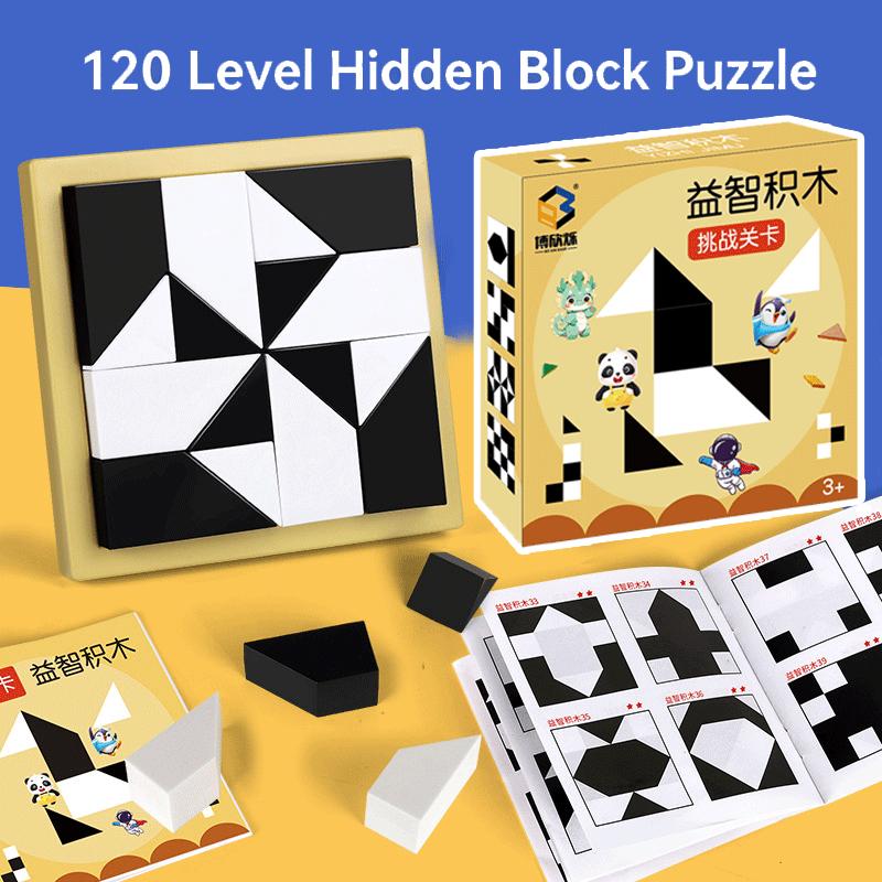 120 Level Puzzle Hidden Block Game Geometry Shape Pattern Challenges Spatial Logic Thinking Training Montessori Educational Toy