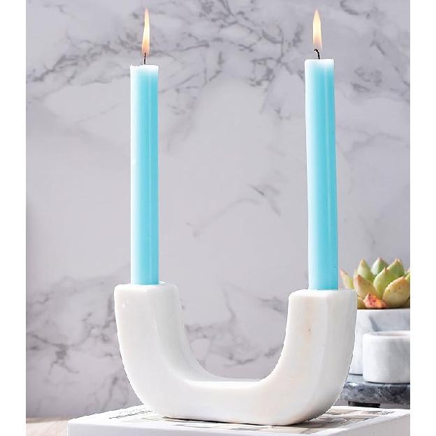 Natural Marble Candle Holder, U-Type Candlestick Holders for Taper Candles, Modern Candle Holder, Candle Sticks Holder Marble Home Decor (Natural