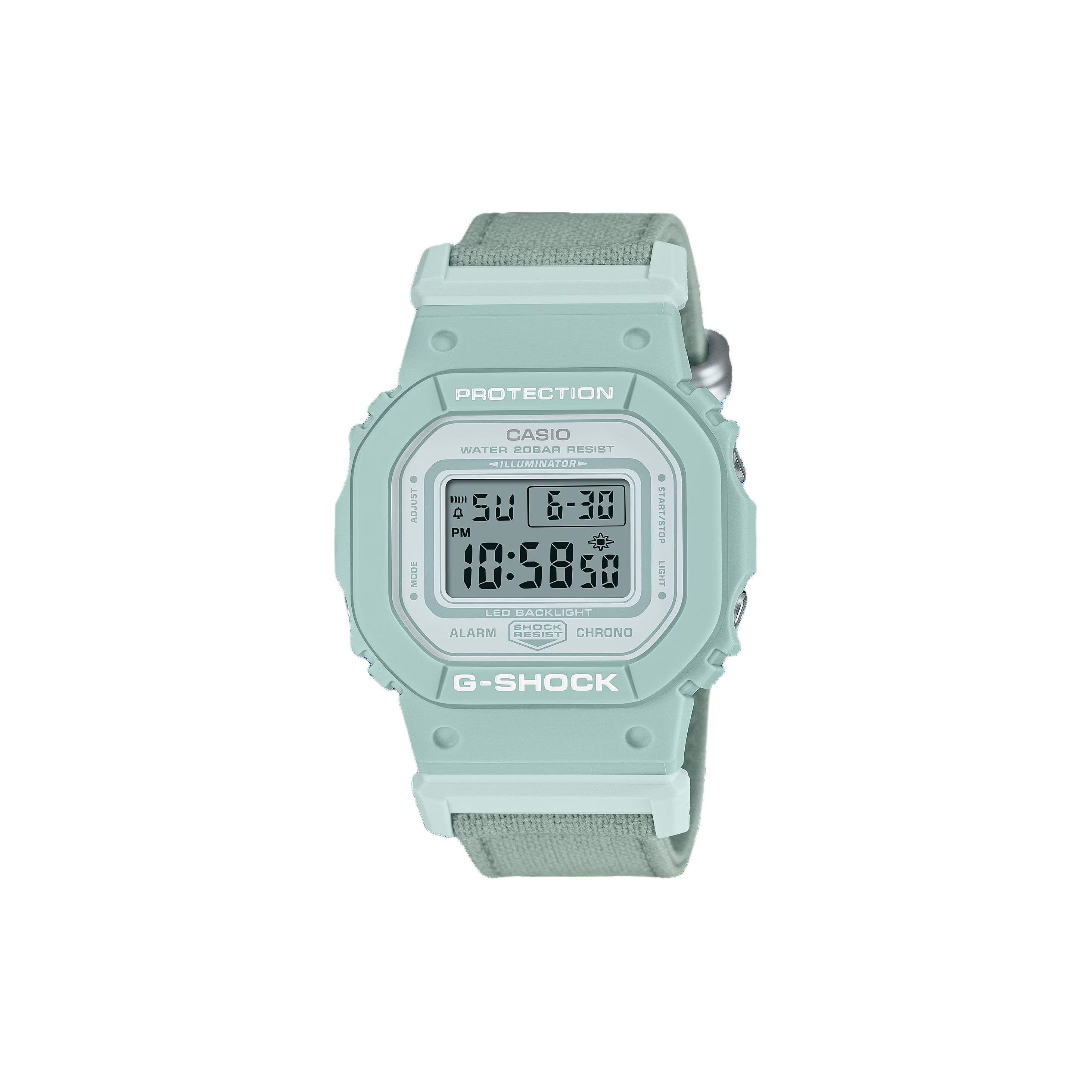Casio 200M Waterproof Quartz Movement Cotton Strap Watch Women watches Gray GMD-S5600CT-3JF Gray Dial