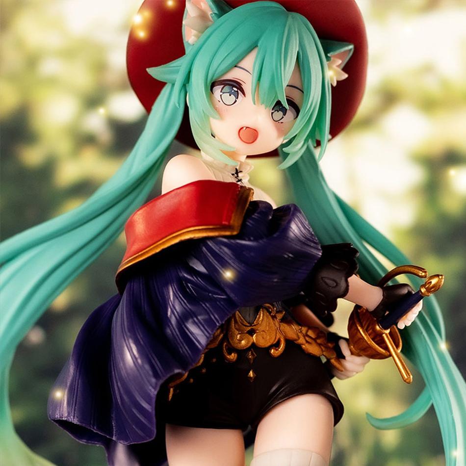 19Cm Hatsune Miku Puss In Boots Fairy Tale Wonderland Pvc Action Figure Anime Figurine Desktop Decor Kawaii Girl Model Toys Gift