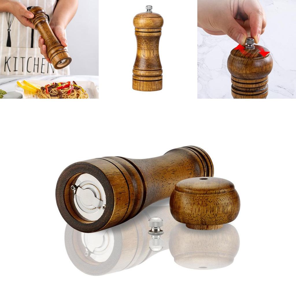 Cooking And Salt Pepper Grinder Hand Movement Oak Wood Pepper Mill Tool Kitchen