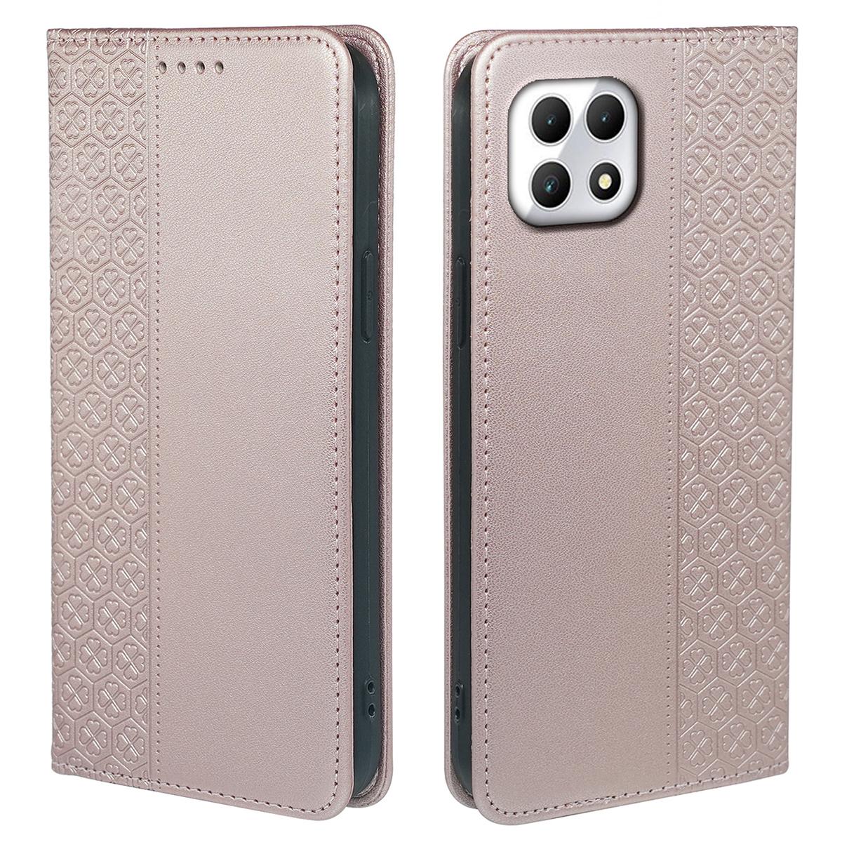 

Для T-Mobile REVVL 7/T Phone 2 Чехол Кожаный Чехол-книжка для телефона с рисунком четырехлистного клевера Rose Gold