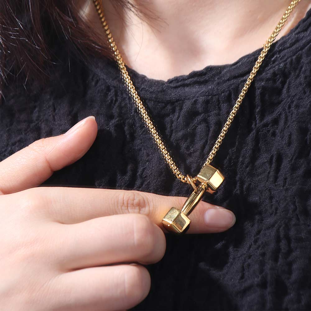 Mini Dumbbell Necklace Titanium Steel Dumbbell Sports Necklace  Fitness Prople