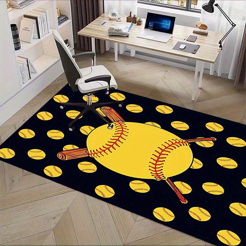 Office Carpet: Softball Theme Decorative Rug for Sofa Protection Under Chairs Sports Fanatic