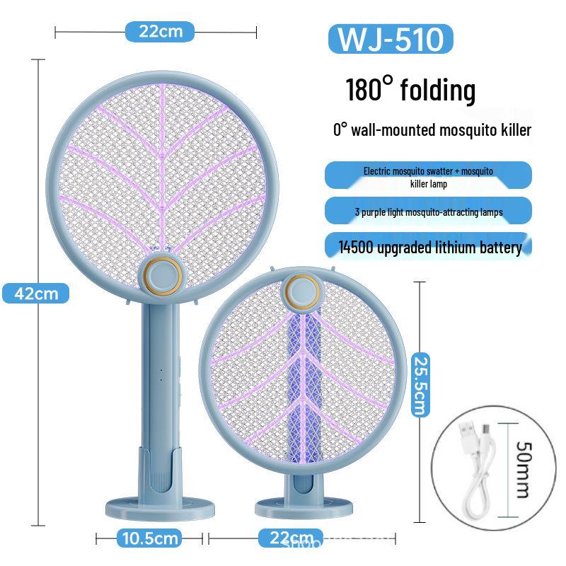 Rechargeable Folding Electric Mosquito & Fly Swatter with Powerful Lithium Battery