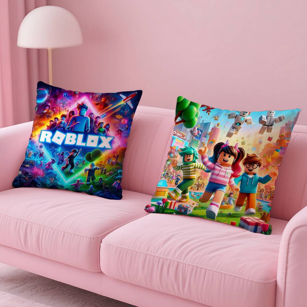 Hot Game R-Robloxs-X Cool Pillow Case Anti-Dustmite Pillowcase Invisible Zipper Silky Short Plush Sofa Cushion Cover