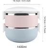 Przenośne Pudełka Bento Pudełko na Lunch dla Dorosłych Stal Nierdzewna Stackable Pudełko na Lunch Pojemnik Bento Pojemnik na Żywność (Druga warstwa 1400 ml)