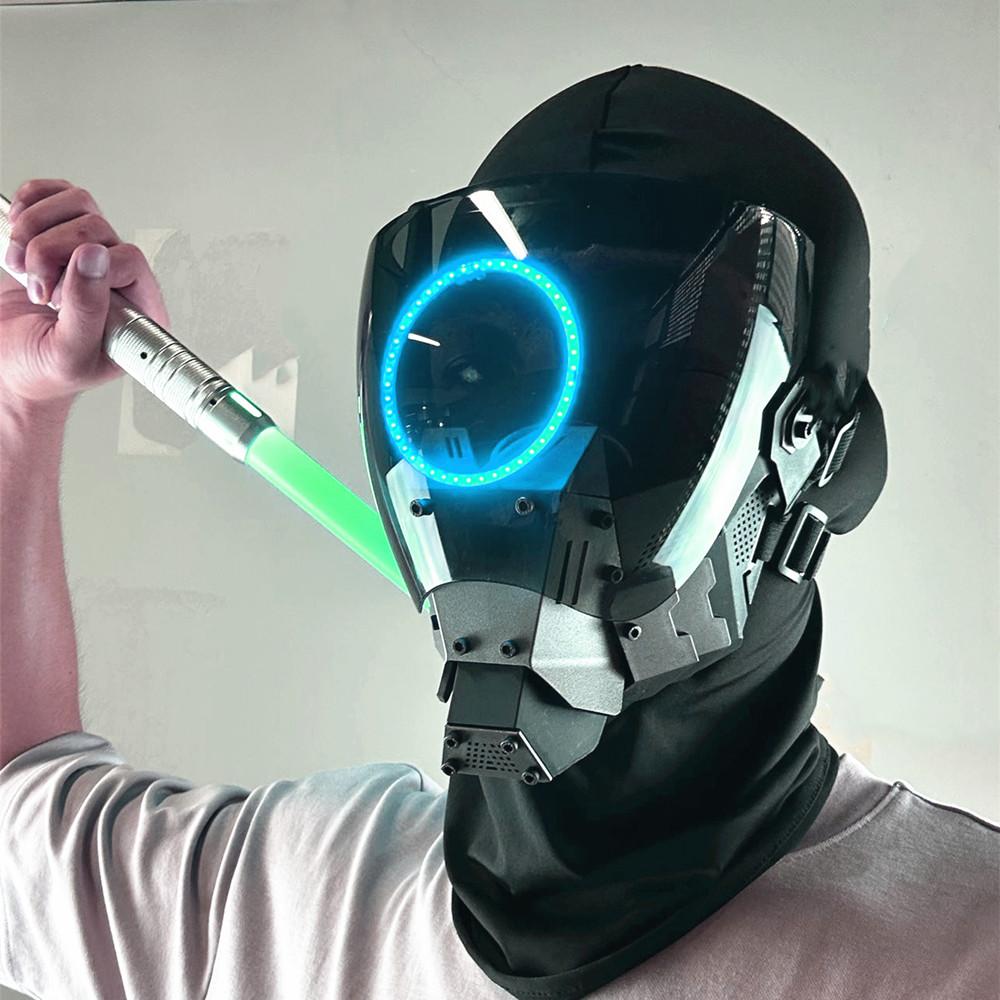 Cyber Punk Commander Cosplay Led Mask,DIY Detachable Punk Mask,Perfect for Halloween,Parties,Masquerade,and Music Festivals