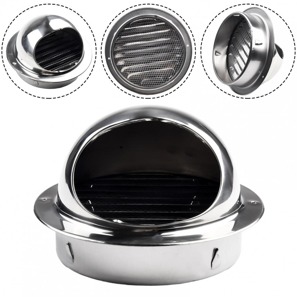 Silver Vent Cap Stainless Steel Windproof 75-200mm