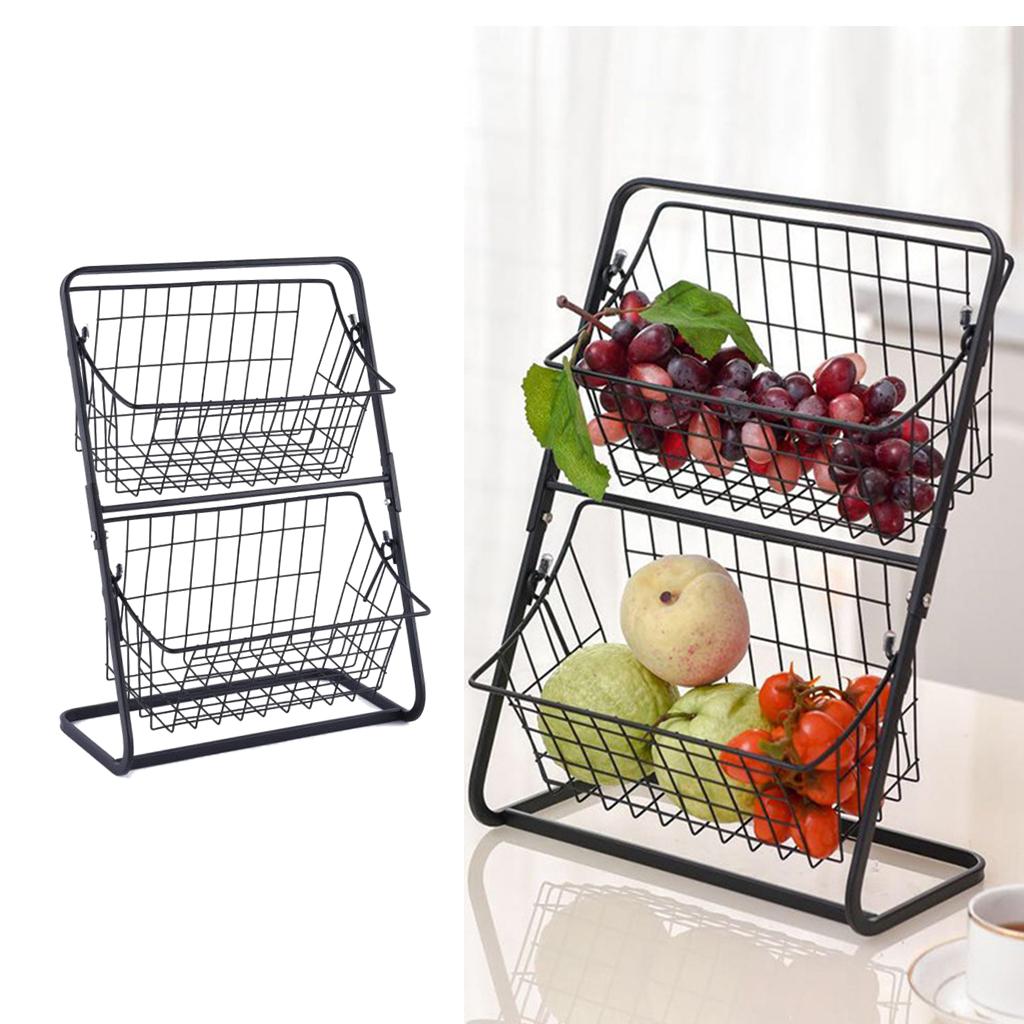 Kitchen Fruit and Vegetable Storage Rack Household Kitchen Living Room Vegetable and Fruit Basket Compartmentalized Storage Rack