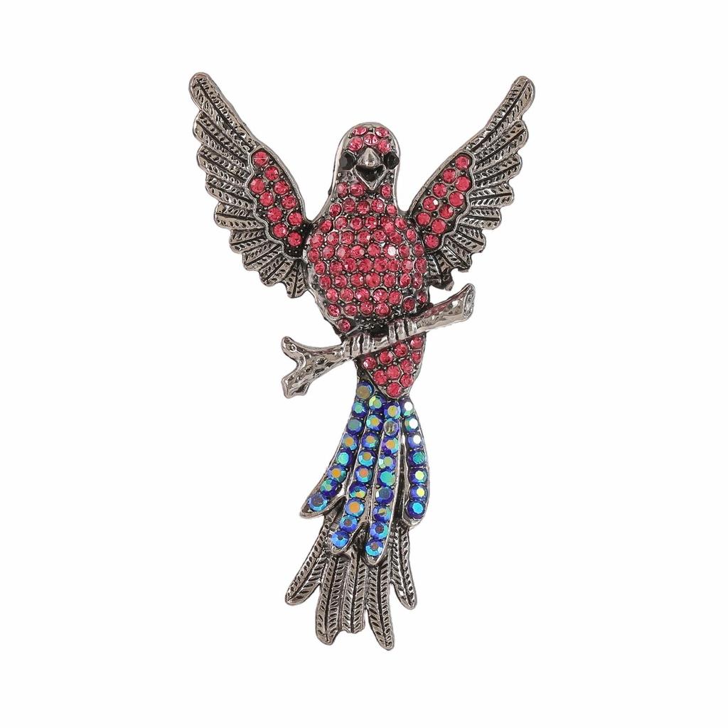 Colorful Rhinestone Eagle Brooch - Retro Cartoon Animal Pin for Coats & Jackets