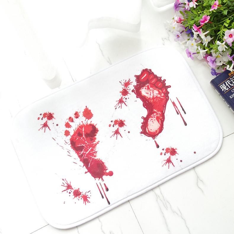 Footprint Pattern Blood Bathroom Door Mat Halloween Decorations Easy To Maintain