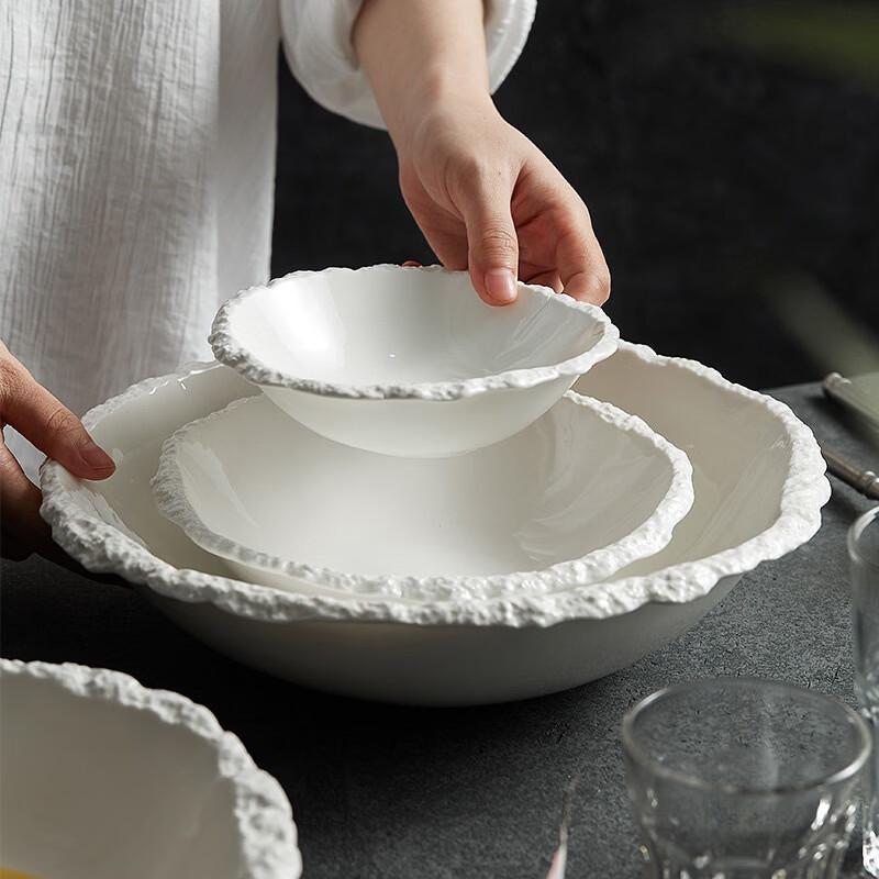 VAKADA 10-inch Ceramic Rock Pattern Serving Bowl
