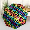 1pc Rainbow Leopard Print Folding Umbrella | Elegant Design, Fashionable Accessory, Durable Construction, Sturdy Ribs yy251107011