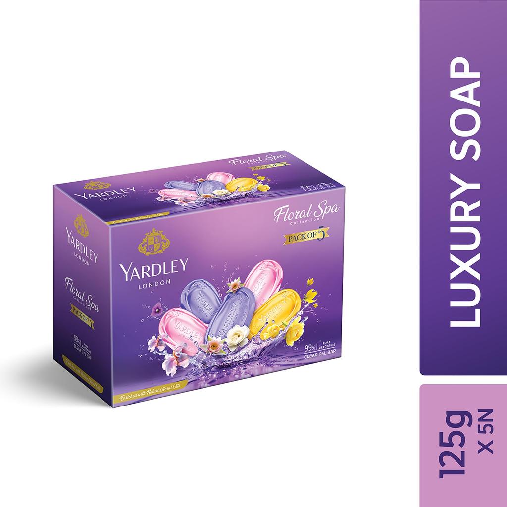 Yardley Gel Trasparente Assortito Confezione da 5 con Glicerina Pura al 99% e Oli Floreali Naturali 125gx5